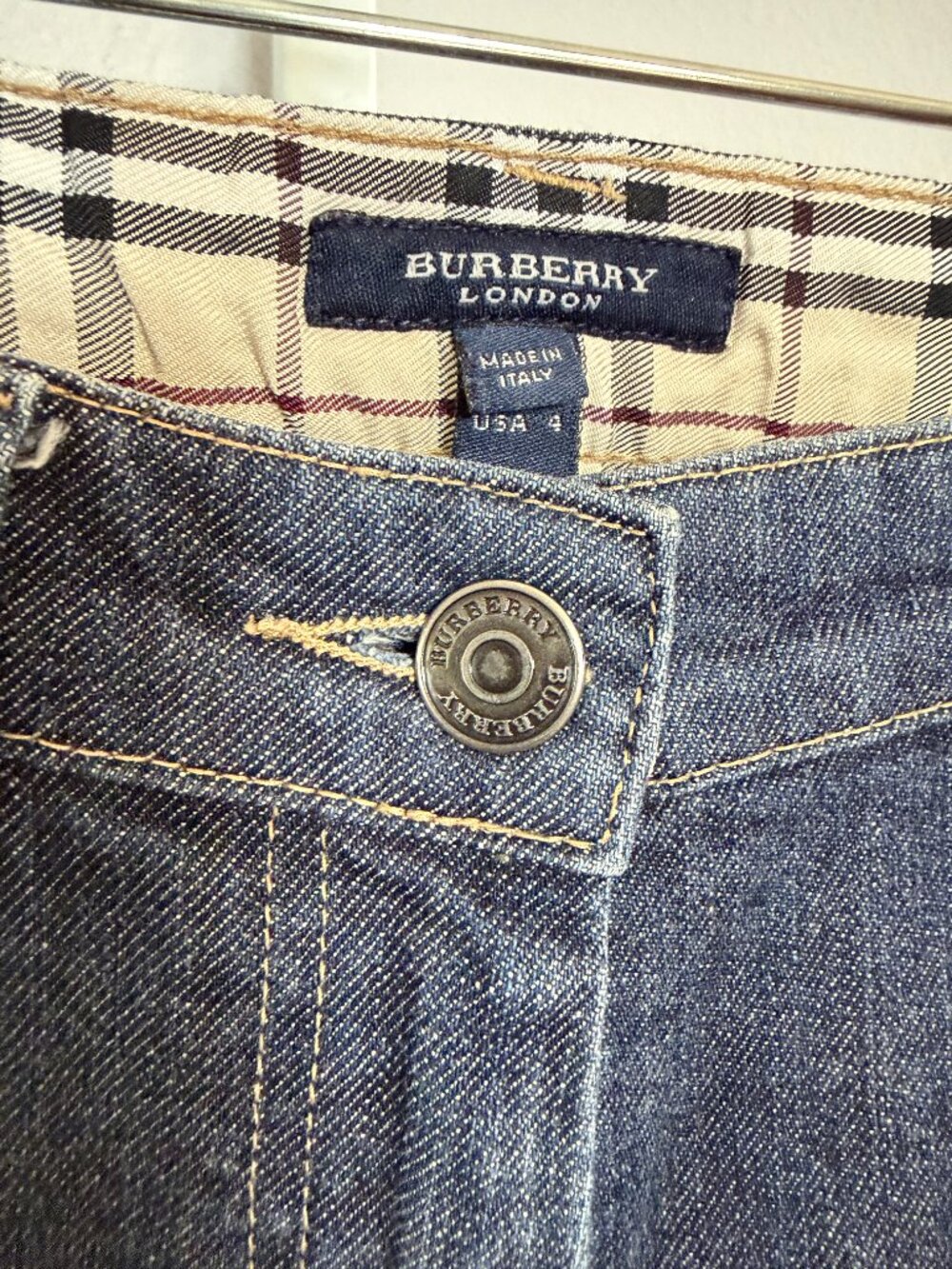 BURBERRY Jeans, Burberry Plaid Pinstripe, Size 4, Inseam 30"